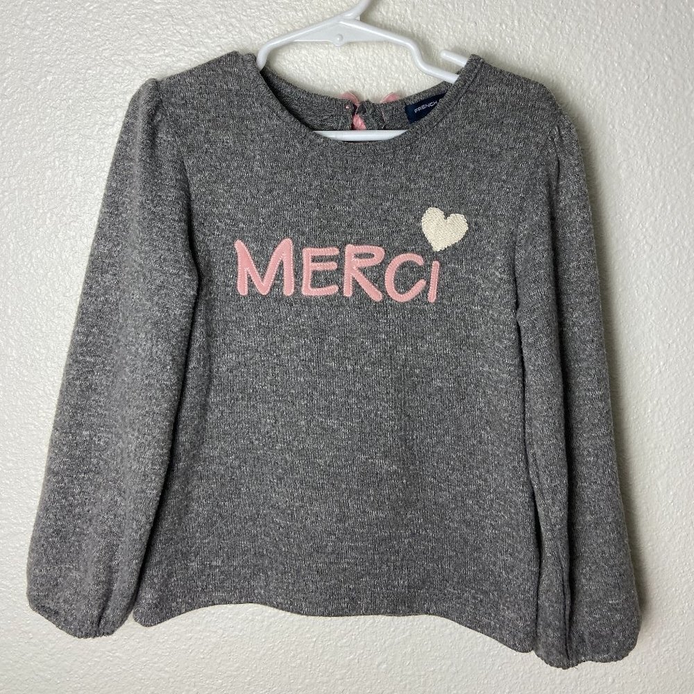 French Connection Girl  Sweater  Pink Bows Back Sz 5